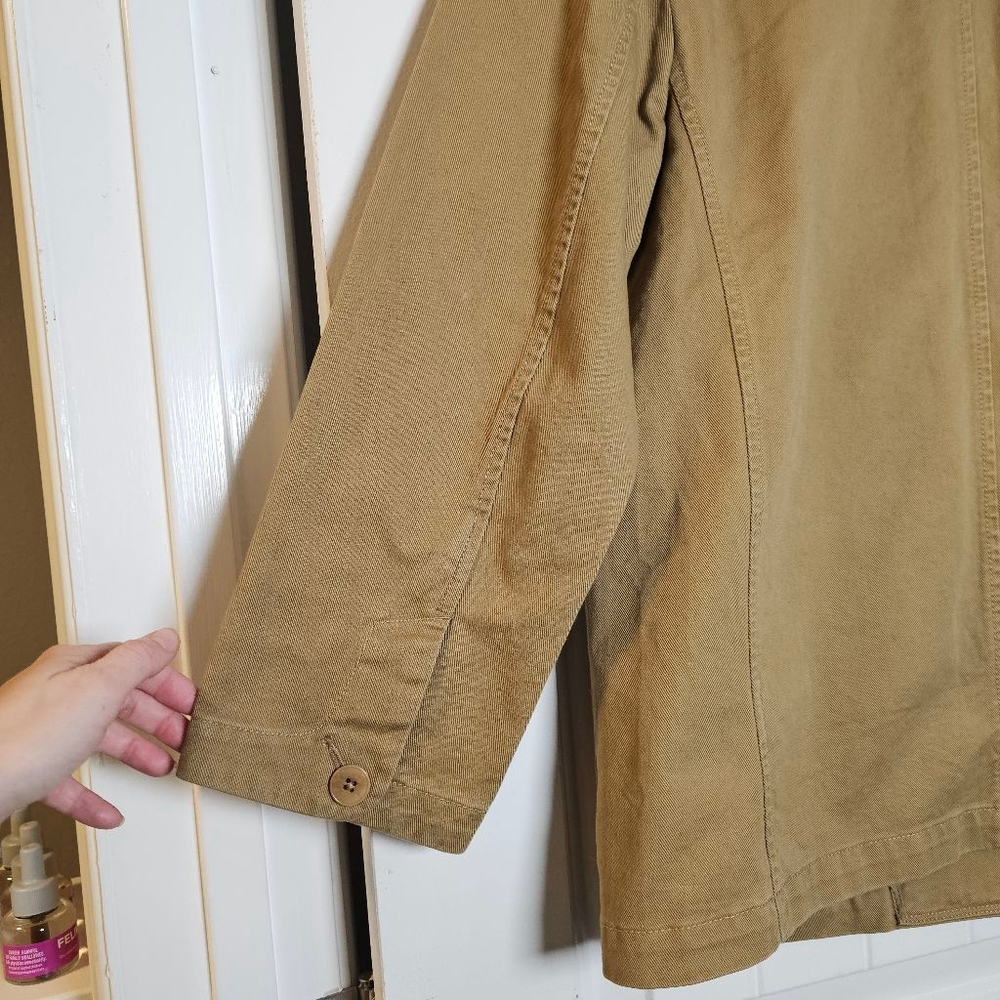 Madewell LG blazer style denim jacket, khaki/tan, boxy cut - Picture 11 of 14